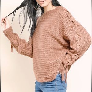 Black laced up knit sweater